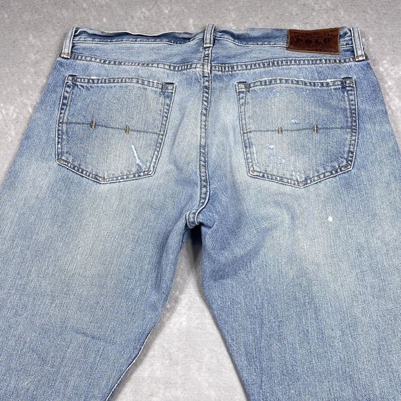 Polo Ralph Lauren Jeans Mens 34 Blue 867 Classic Straight Distressed Rugged 3417 - Picture 8 of 16